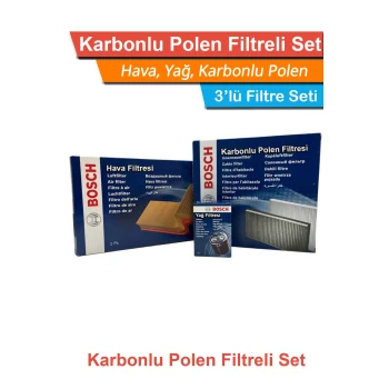 Audi A3 1.6 TDI Dizel Bosch Filtre Bakım Seti 2010-2012 Hava+Yağ+Karbonlu-Polen