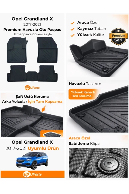 Opel Grandland X 2017-2021 Havuzlu Paspas Takımı UParts