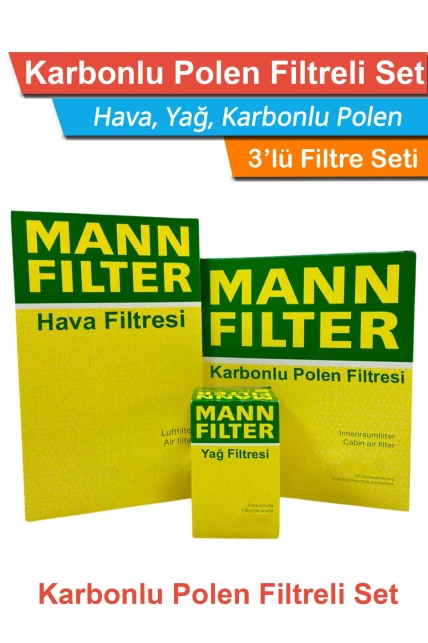 Mitsubishi Colt 1.5 Benzinli 109HP MANN Filtre Bakım Seti 2005-2012 Hava+Yağ+Karbonlu Polen