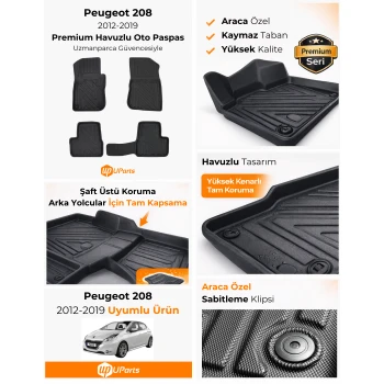 Peugeot 208 2012-2019 Havuzlu Paspas Takımı UParts