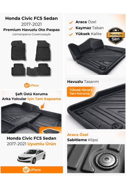 Honda Civic FC5 Sedan Kasa 2017-2021 Havuzlu Paspas Takımı UParts