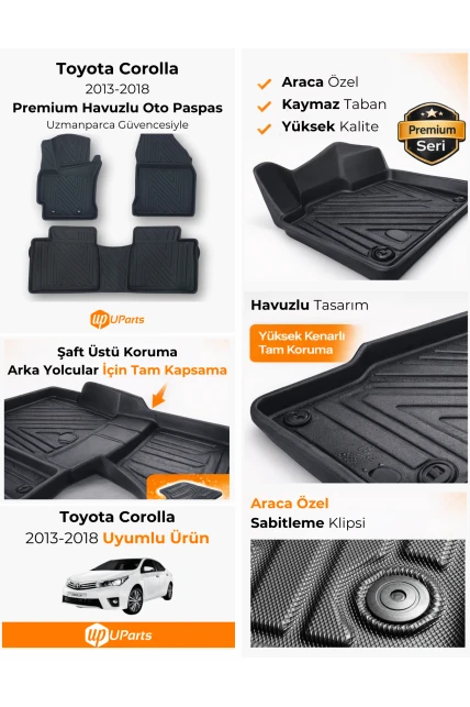 Toyota Corolla 2013-2018 Havuzlu Paspas Takımı UParts