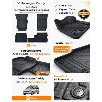 Volkswagen Caddy 2016-2020 Havuzlu Paspas Takımı UParts