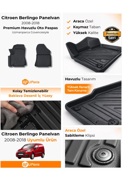 Citroen Berlingo Panelvan 2008-2018 Havuzlu Paspas Takımı UParts