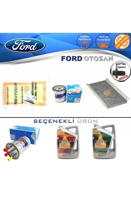 Ford Connect Filtre Bakım Seti 2002-2013 Hava+Yağ+K.Polen+Yakıt Filtresi+Motor Yağı