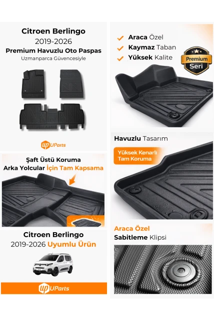 Citroen Berlingo 2019-2026 Havuzlu Paspas Takımı UParts