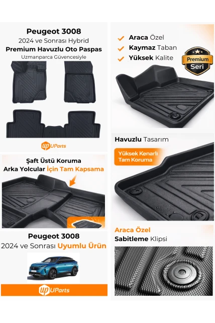 Peugeot 3008 2024 ve Sonrası Hybrid Havuzlu Paspas Takımı UParts