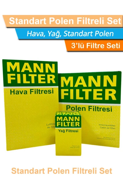 Kia Ceed 1.6 CRDI 128Hp Dizel MANN Filtre Balım Seti 2008-2012 Hava+Yağ+Standart Polen