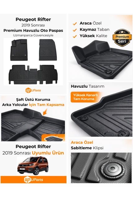 Peugeot Rifter 2019-2026 Havuzlu Paspas Takımı UParts