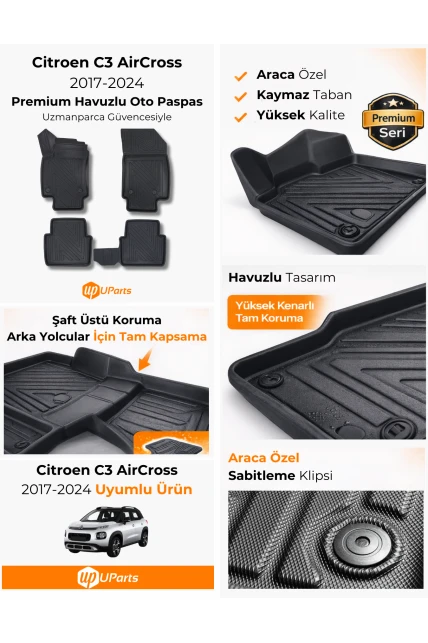 Citroen C3 AirCross 2017-2024 Havuzlu Paspas Takımı UParts